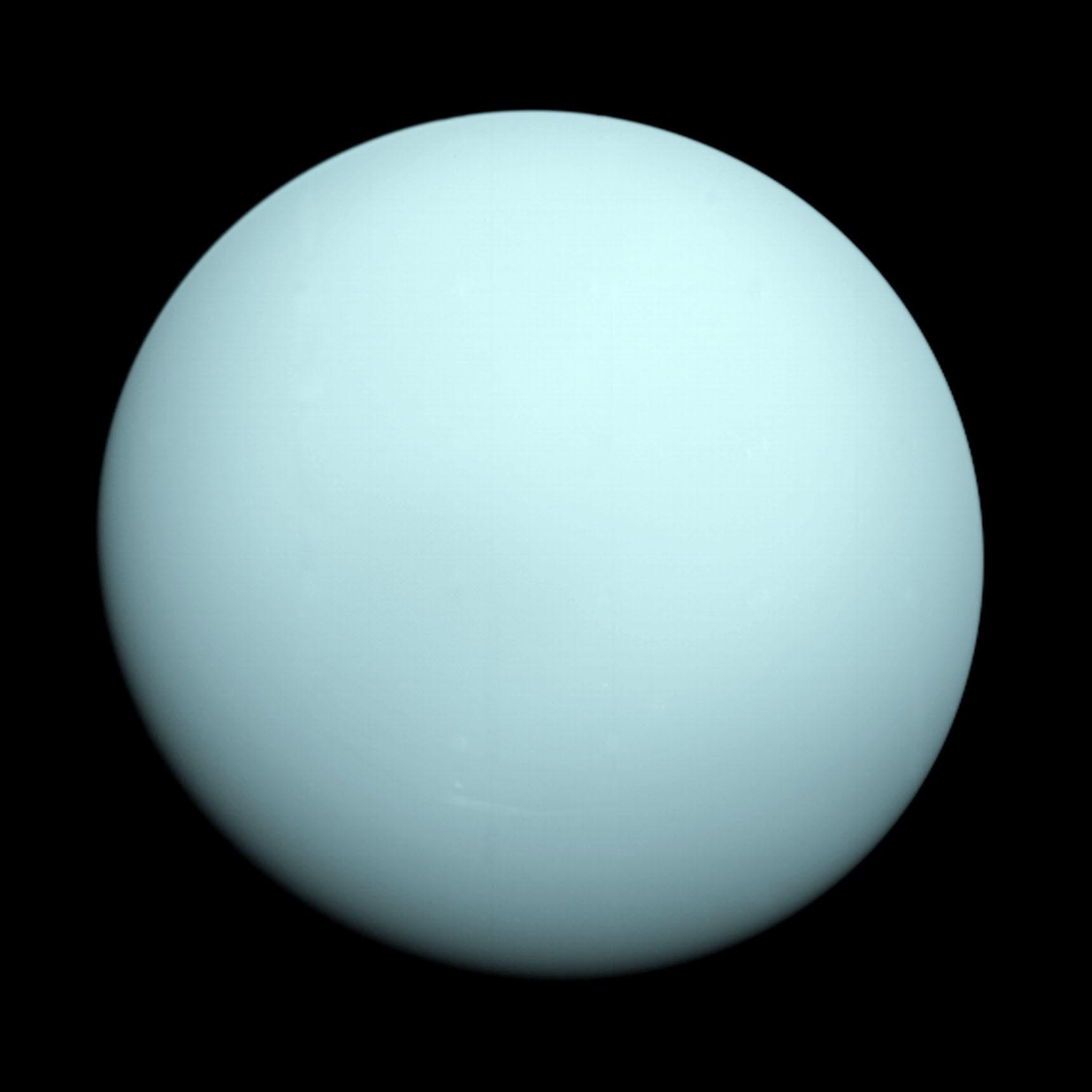 Ansicht des Eisriesen Uranus, basierend auf Daten der Voyager 2 Mission 1986